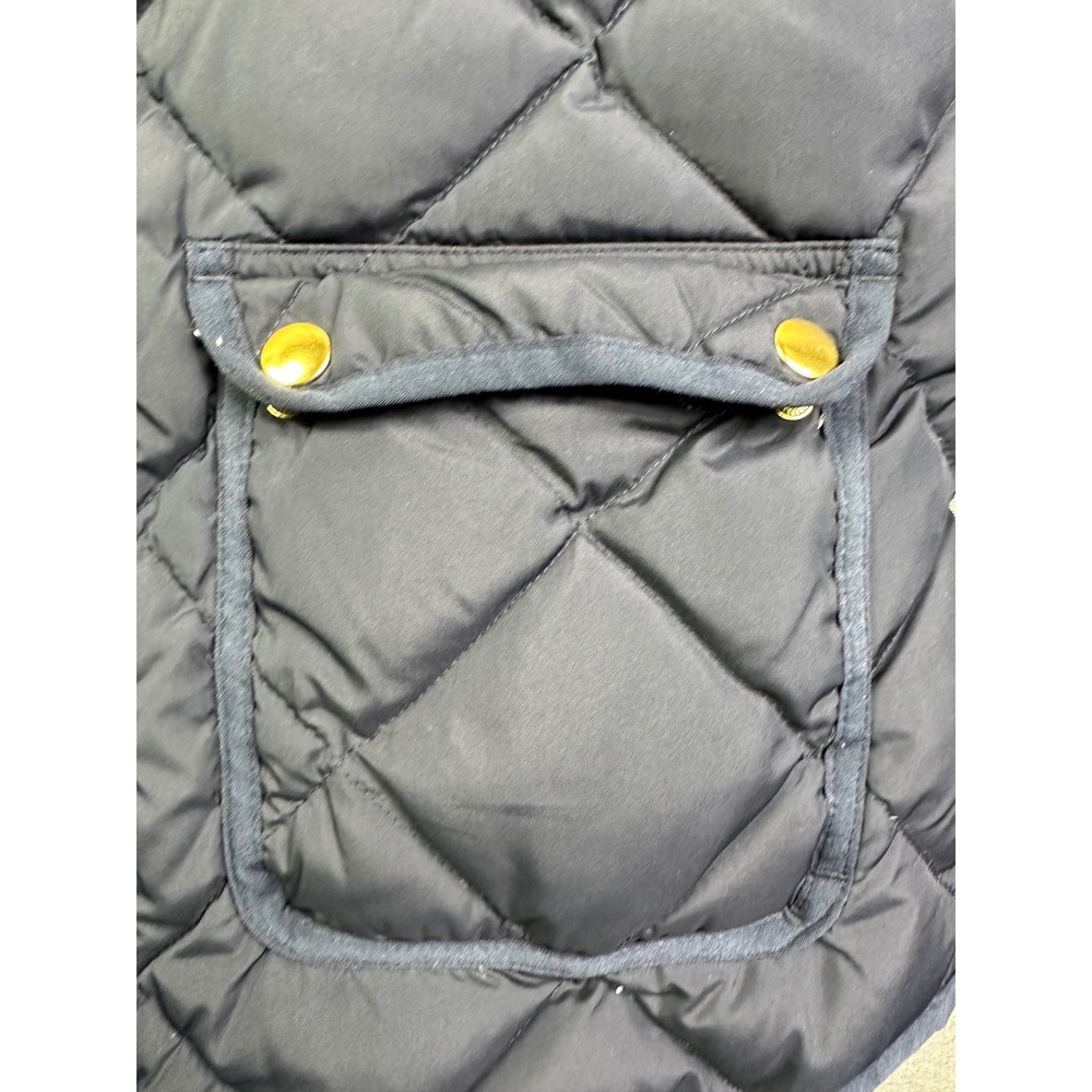 J.Crew‎ Excursion Quilted Puffer Vest Women's Navy Blue Gold Snaps Down Fill PXS - Picture 5 of 10